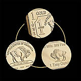 Сувенірний слиток "Буйвол", "American Buffalo Troy Ounce" 1 OZ Fine Gold, позолочений сувенірний колекційни, фото 6