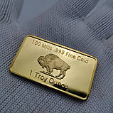 Сувенірний слиток "Буйвол", "American Buffalo Troy Ounce" 1 OZ Fine Gold, позолочений сувенірний колекційни, фото 4