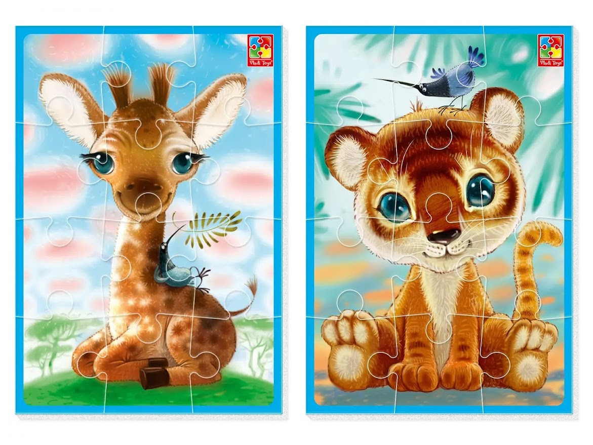 М'які пазли А5 Vladi Toys Жираф VT1103-94 + Тигреня VT1103-93 (комплект)