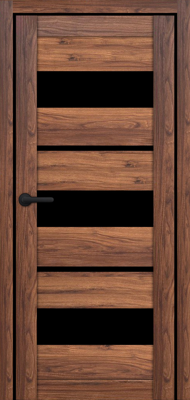 Двері міжкімнатні Portalino PL-ECO-05 Санома марон ЕКО (з чорним склом), фото 1