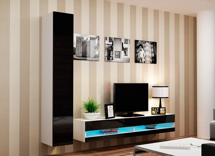 VIGO NEW IX Вітальня білий/чорний глянець CAMA, фото 1