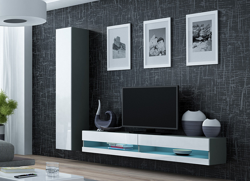 VIGO NEW IX Вітальня сірий/білий глянець CAMA, фото 1