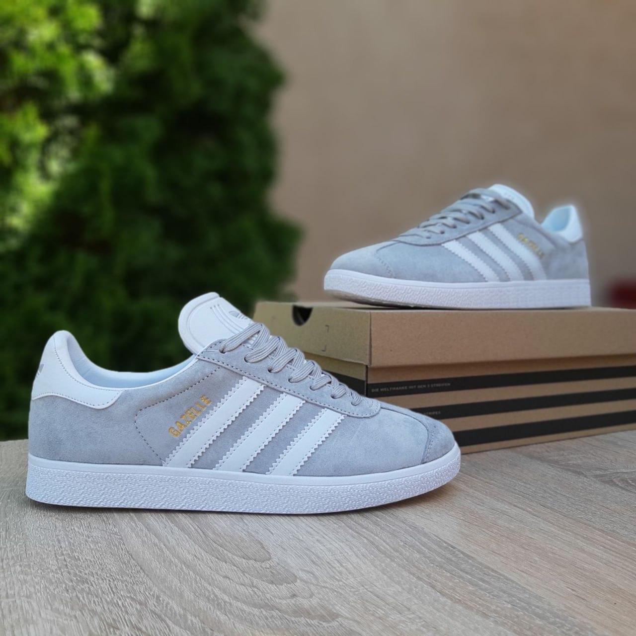 Чоловічі демісезонні кросівки Adidas Gazelle (світло сірі) стильні повсякденні кроси 11252 Адіас vkross