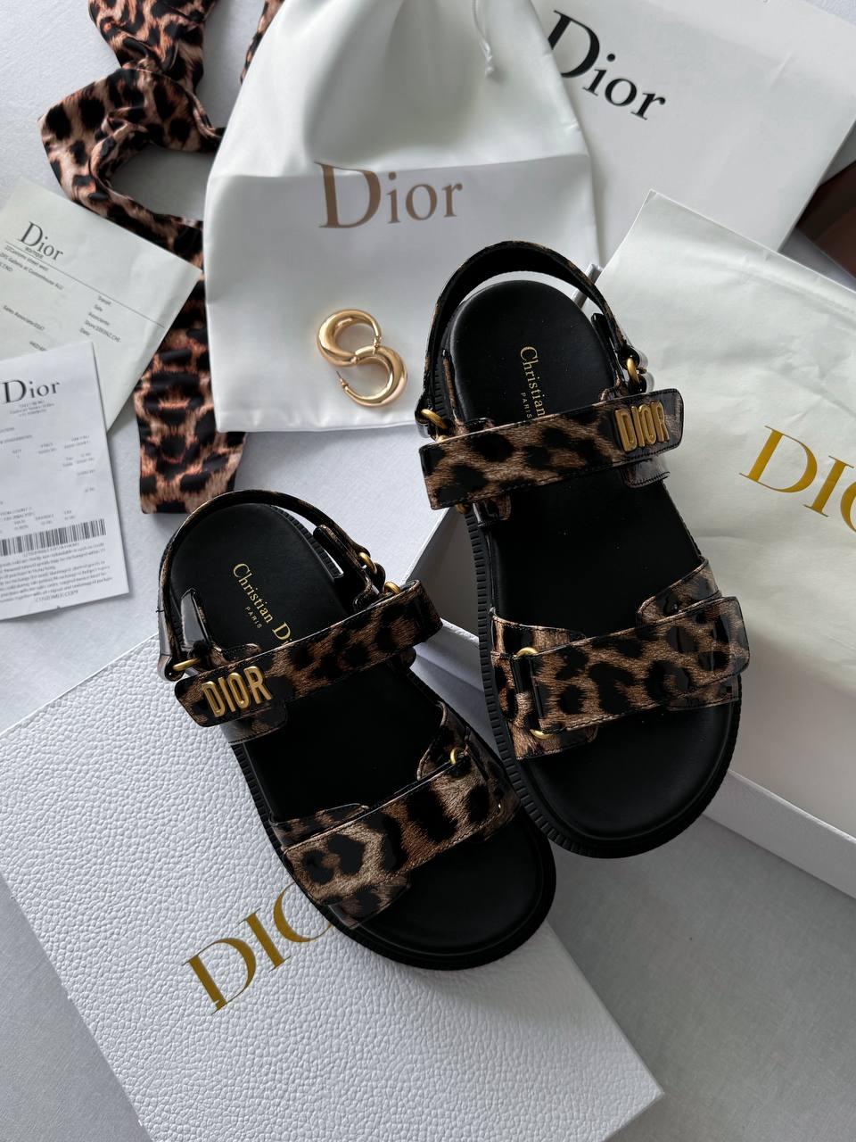Жіночі сандалії Dior Sandals PREMIUM"Leopard Black (леопард) модні босоніжки на літо d039 Діор vkross