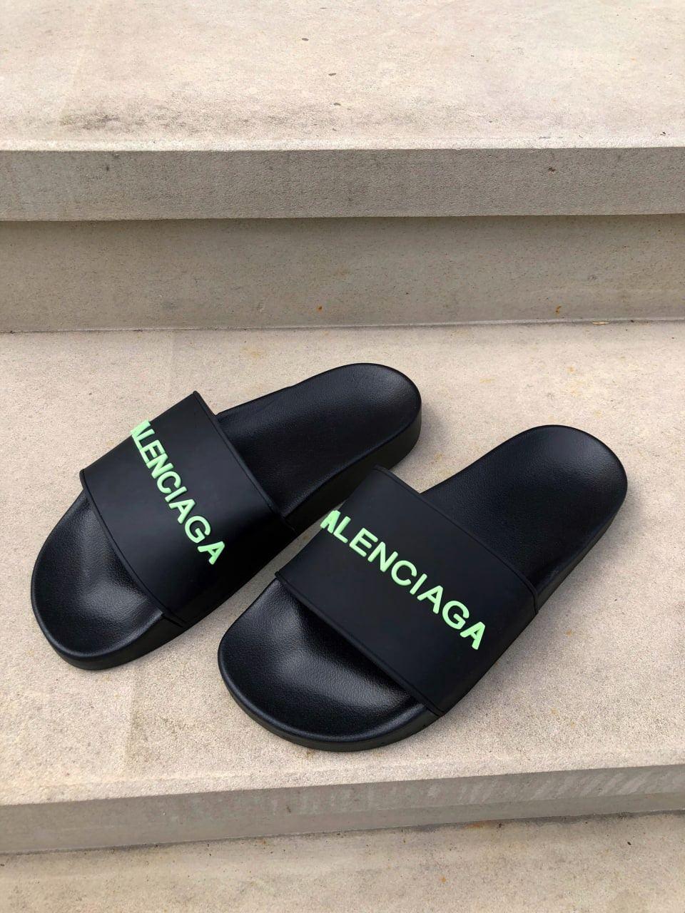 Жіночі літні шльопанці Balenciaga Slides Big Logo Black (чорні) модні легкі шльопанці 0383v Баленсіага vkross, фото 1