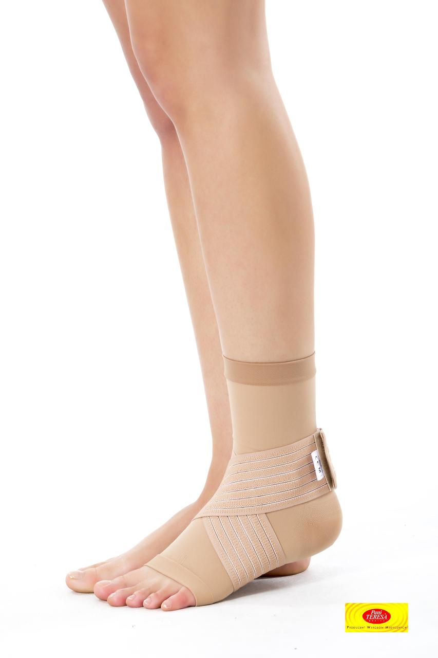 Еластичний бандаж на гомілковостопний суглоб (Pani Teresa, 0303) (бежевий, L), фото 1