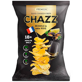 Чіпсы, Снеки Чазз Chazz 90g , 90г Mussels in white wine Молюски в білому вині
