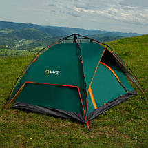 Туристичний кемпінговий намет на 2-4 людини для риболовлі та походів автоматичний водонепроникний Green, фото 4