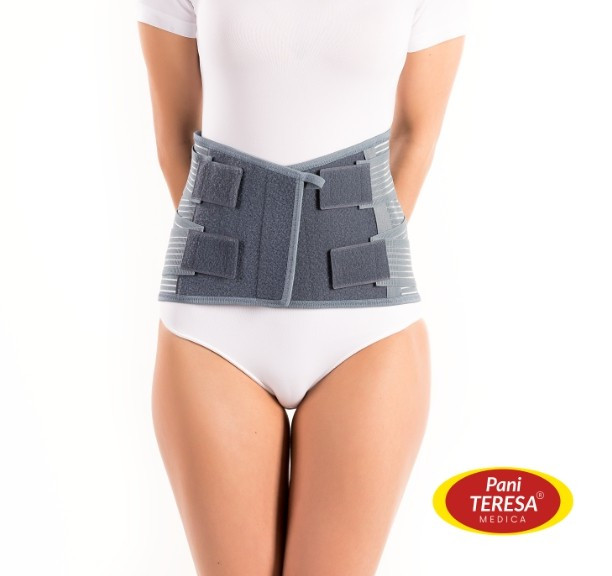 Корсет стабілізувальний попереково-крижовий Pani Teresa (PT 0237), 26 см (трійна стяжка) (сірий, M), фото 1