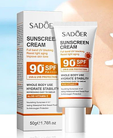 ПРИМЯТА КОРОБКА!  Крем захист від сонця SADOER SPF90+ PA+++  для обличчя UVA и UVB , 50 грам