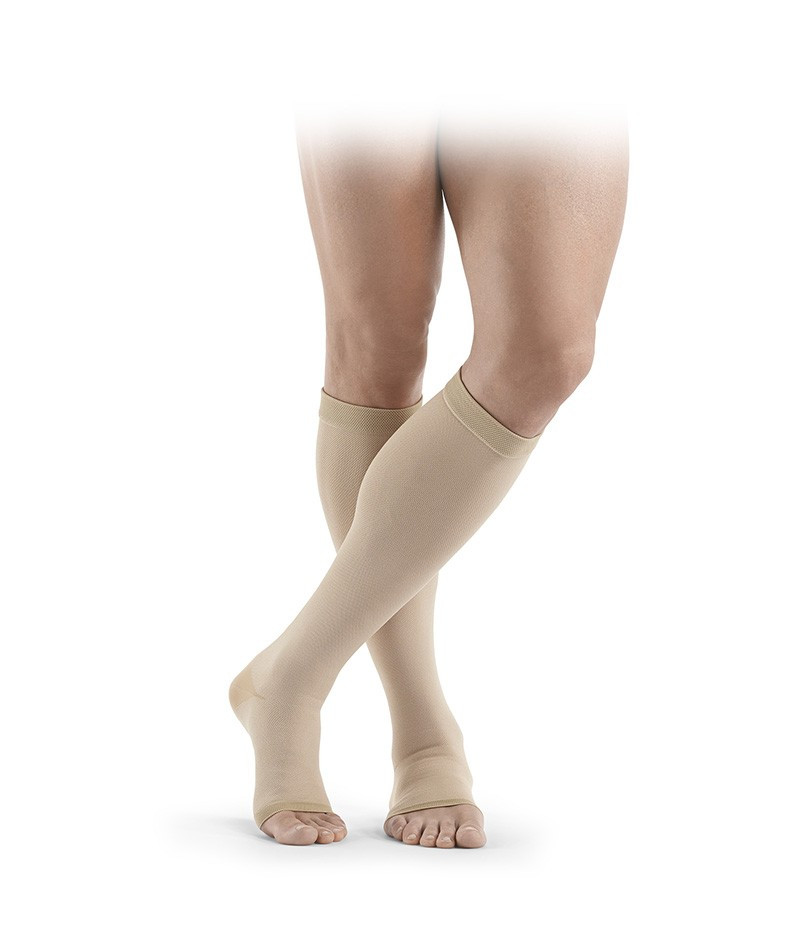 Гольфи компресійні PREMIUM CCL 2, короткі, відкритий носок, 0473, Pani Teresa (Польща) (бежевий, 2), фото 1