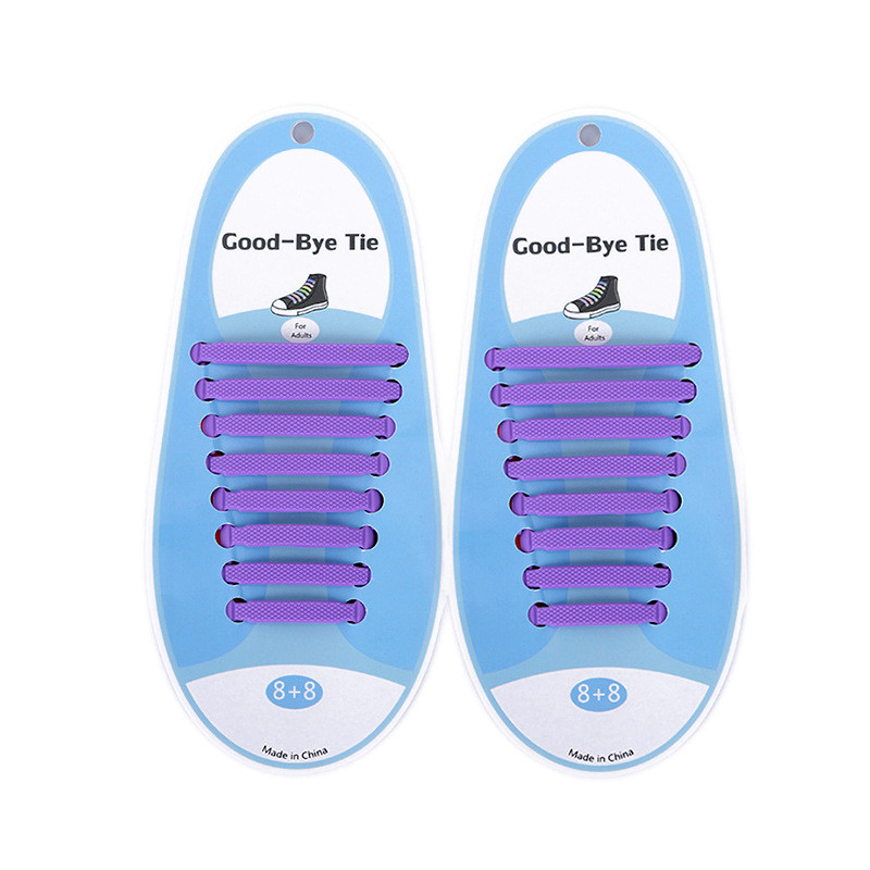 Силіконові шнурки для взуття Coolnice Violet 16 шт в комплекті, фото 1
