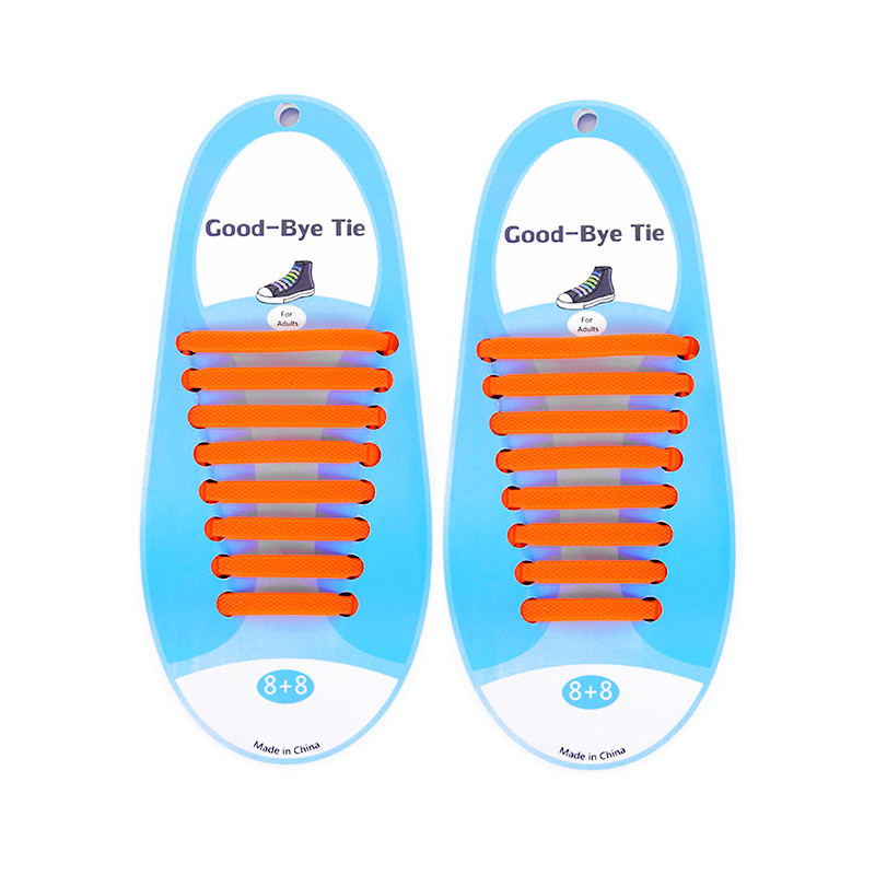 Силіконові шнурки для взуття Coolnice Orange 16 шт в комплекті, фото 1