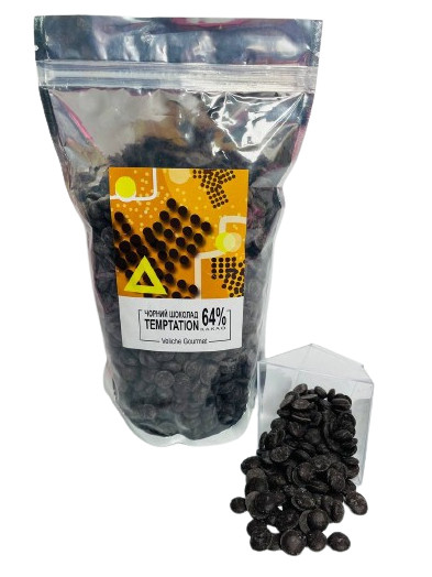 Білий шоколад Veliche Gourmet Чорний Dark Temptation 64% 0,5 кг, фото 1