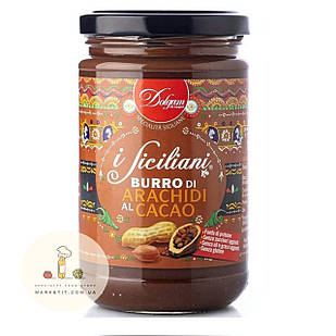 Арахісова паста Dolgam i Siciliani Burro di Arachidi al Cacao, з какао без глютену 375 г.