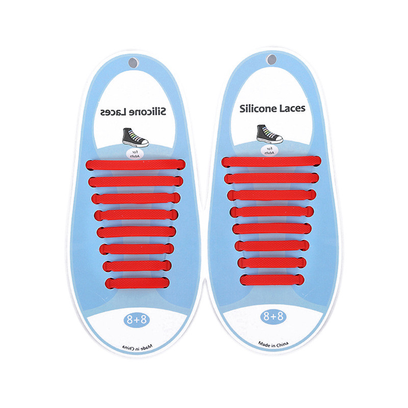 Силіконові шнурки для взуття Coolnice Red 16 шт в комплекті, фото 1