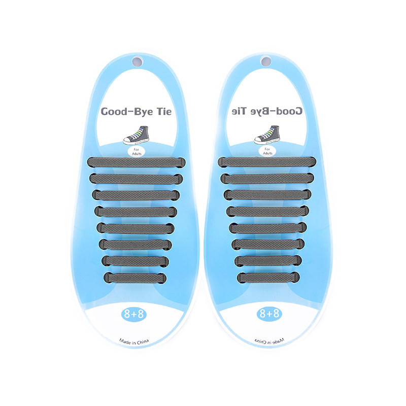 Силіконові шнурки для взуття Coolnice Gray 16 шт в комплекті, фото 1