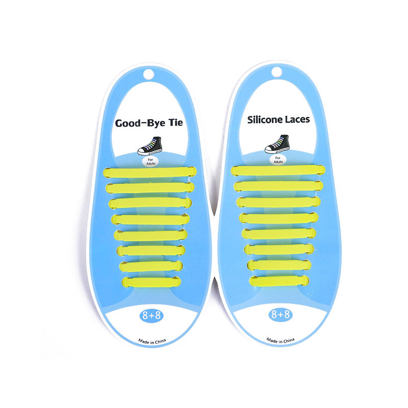 Силіконові шнурки для взуття Coolnice Yellow 16 шт в комплекті, фото 1