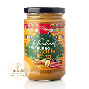 Арахісова паста Dolgam i Siciliani Burro di Arachidi Crunchy, зі шматочками арахісу без глютену 375 г.