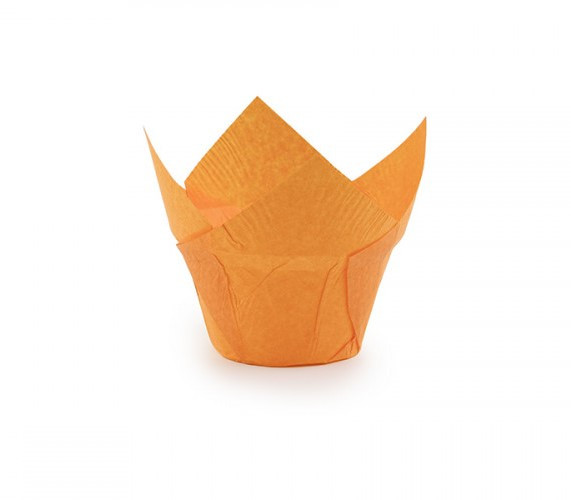 Тарталетки (капсули) паперові для кексів, капкейків з УСИЛЬТЕЛЕМ Жовтогарячий тюльпан, фото 1