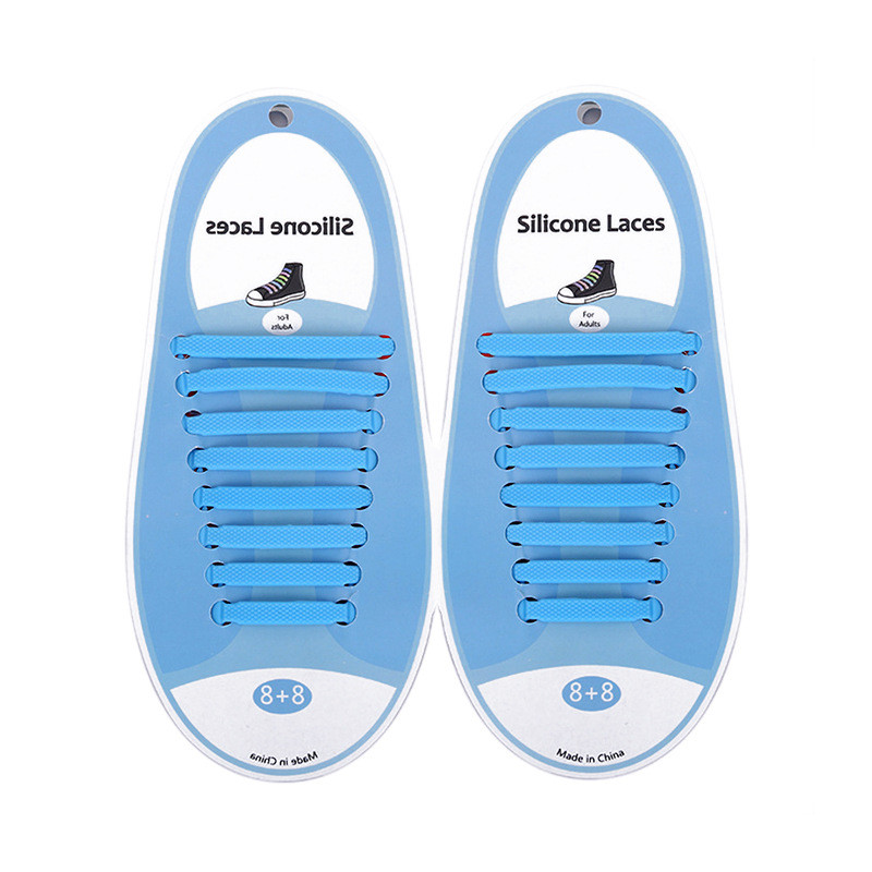 Силіконові шнурки для взуття Coolnice Sky Blue 16 шт в комплекті