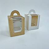 Коробка для капкейків (1 шт), 82*82*100 мм, з вікном, крафт, фото 2