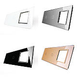 Скло накладка для механізмів Livolo (1 канал + 1 канал + розетка), фото 3