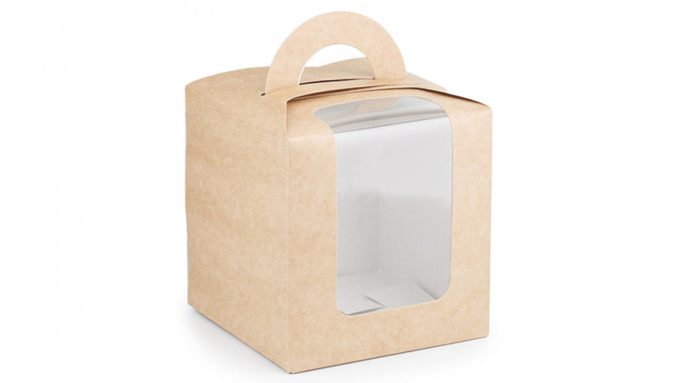 Коробка універсальна з ручкою і вікном 115*115*120 мм КРАФТ (3 шт.), фото 1