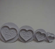 Плунжер кондитерський з 4-х Серце з візерунками