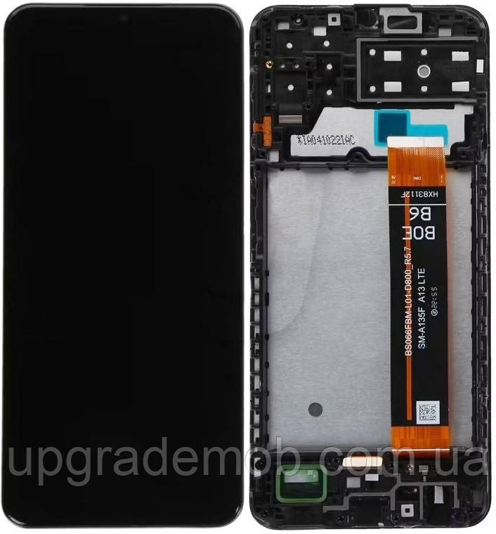 Дисплей модуль тачскрин Samsung A135 Galaxy A13 4G / M135 чорний оригінал сервісне паковання з рамкою SM-A135F