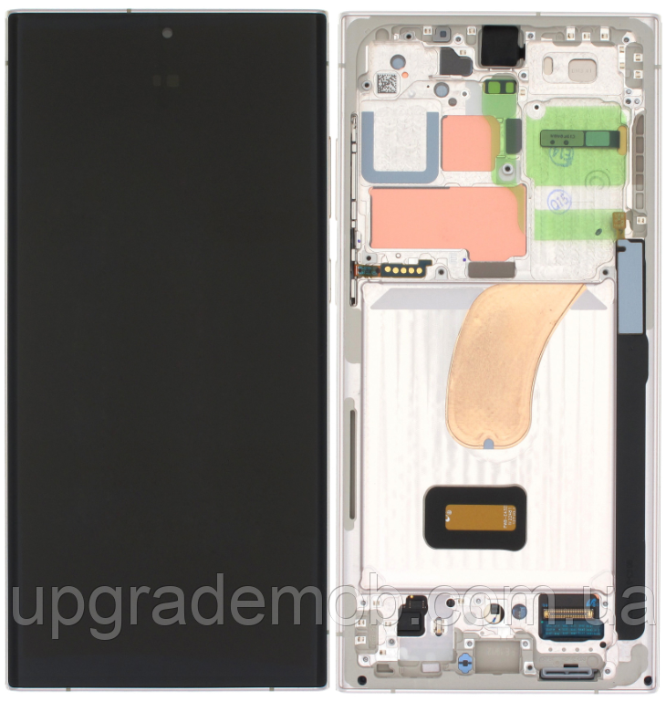 Дисплей модуль тачскрин Samsung S918 Galaxy S23 Ultra чорний Amoled оригінал сервісне паковання з рамкою