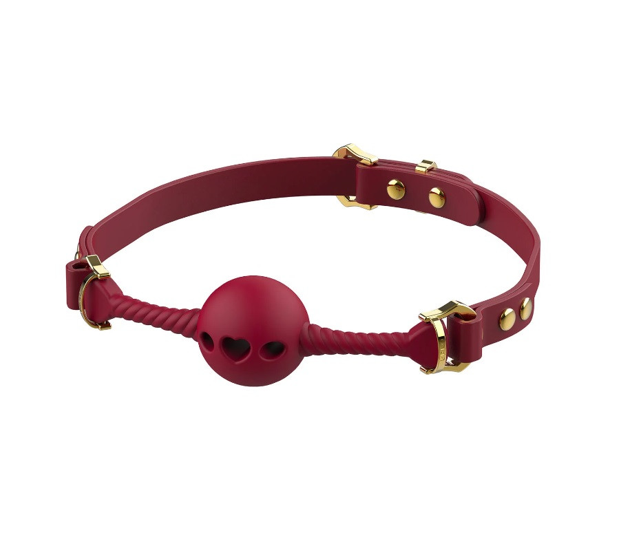 Кляп кулька з отворами у формі серця UPKO Desire for Mouth Bondage Collection, червоний, фото 1