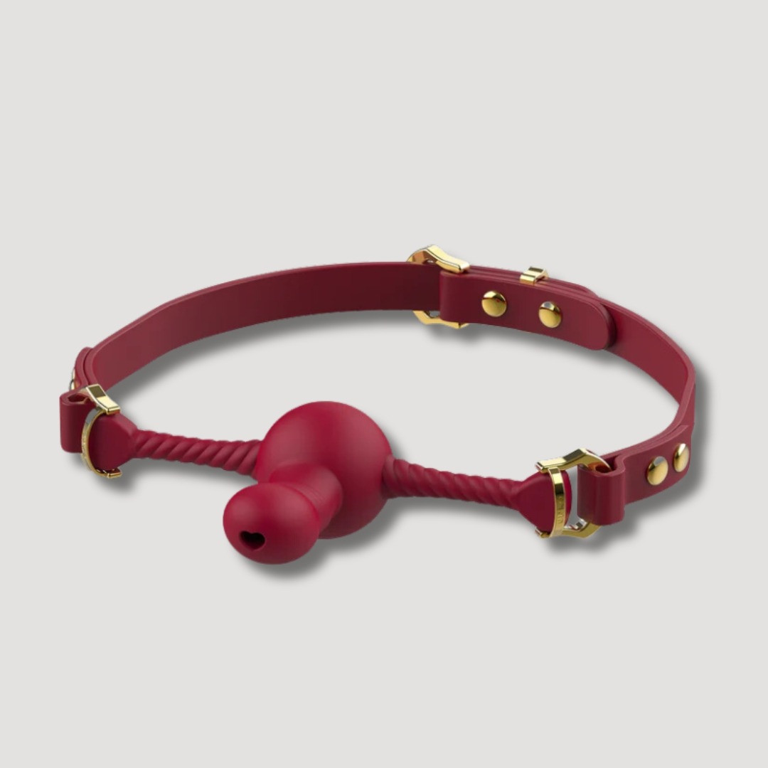 Капелюх із фіксатором у формі дилдо UPKO Desire for Mouth Bondage Collection-Dildo, червоний, фото 1