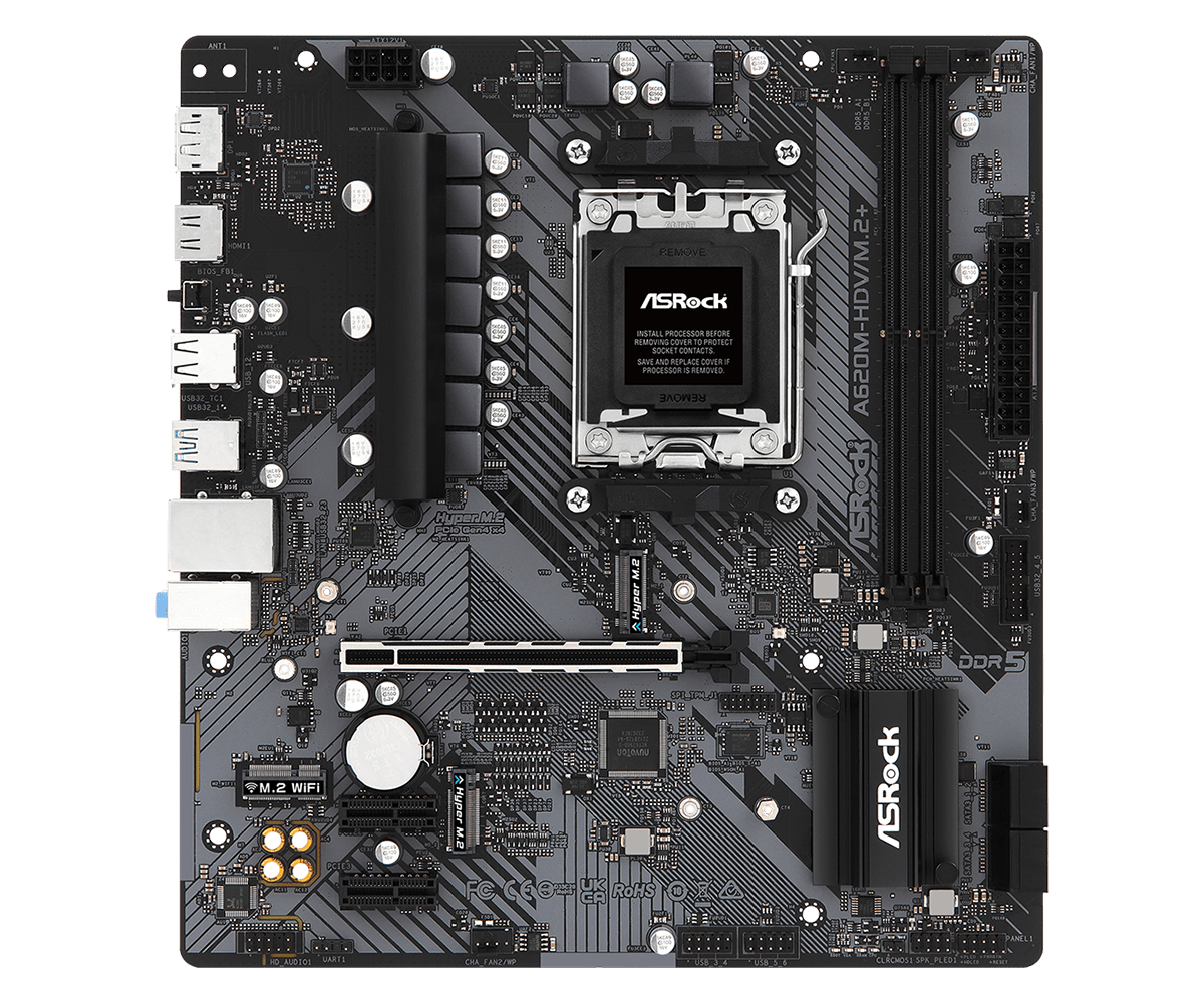 Материнська плата sAM5 AMD A620 2*DDR5 ASRock A620M-HDV/M.2 microATX нова