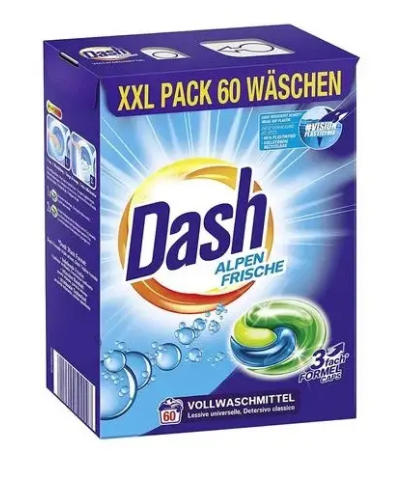 Капсули для прання Dash 3 в 1 Alpen Frische для всіх типів тканин, 60 шт 4012400502097
