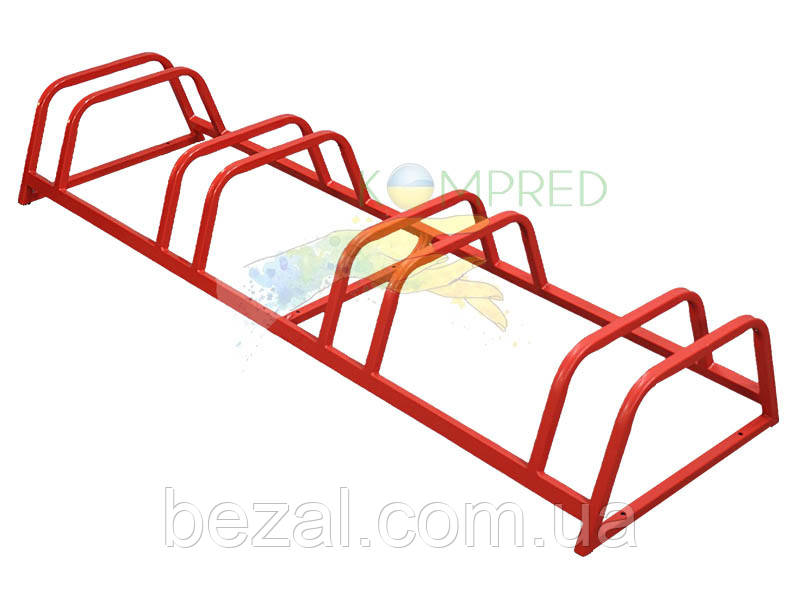 Велопарковка трапецієподібна на 4 місця 1600х500х250мм цільнозварна червона Kompred OL781, фото 1