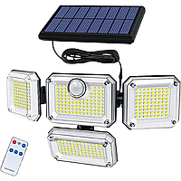 Сонячний світильник із датчиком руху для вулиці, 333 світлодіоди, 3600LM, 4 регульовані головки + Пульт