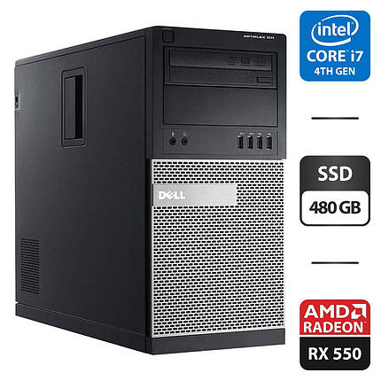 Комп'ютер Dell OptiPlex 9020 MT/ Core i7-4770/ 16 GB RAM/ 480 GB SSD/ Radeon RX 550 4GB, фото 1