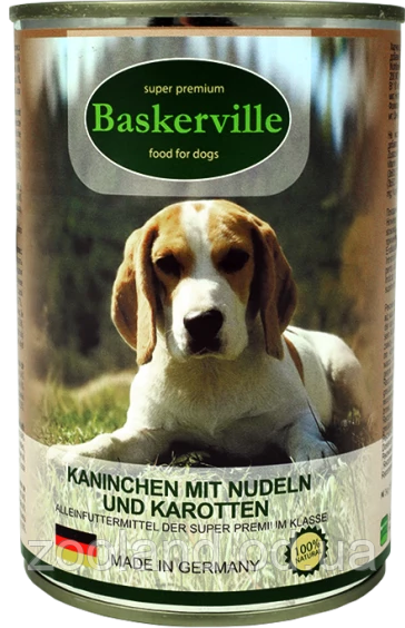 596704 Baskerville Dog Кролик з локшиною та морквою, 800 г
