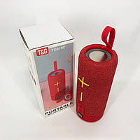 Портативна Bluetooth колонка TG619C FM-радіо USB/TF з ремінцем, гучна блютуз колонка. Колір: червоний