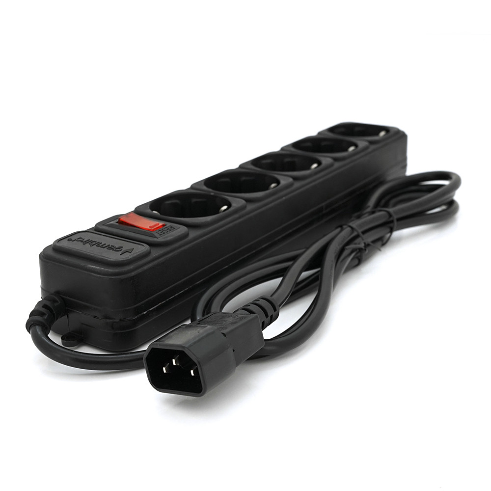 Мережевий подовжувач Gembird UPS SPG5-X-6B, 220 В 10 А, 5 розеток, 1.8 м, Black, Q40, фото 1