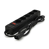 Мережевий подовжувач Gembird UPS SPG5-X-6B, 220 В 10 А, 5 розеток, 1.8 м, Black, Q40, фото 3