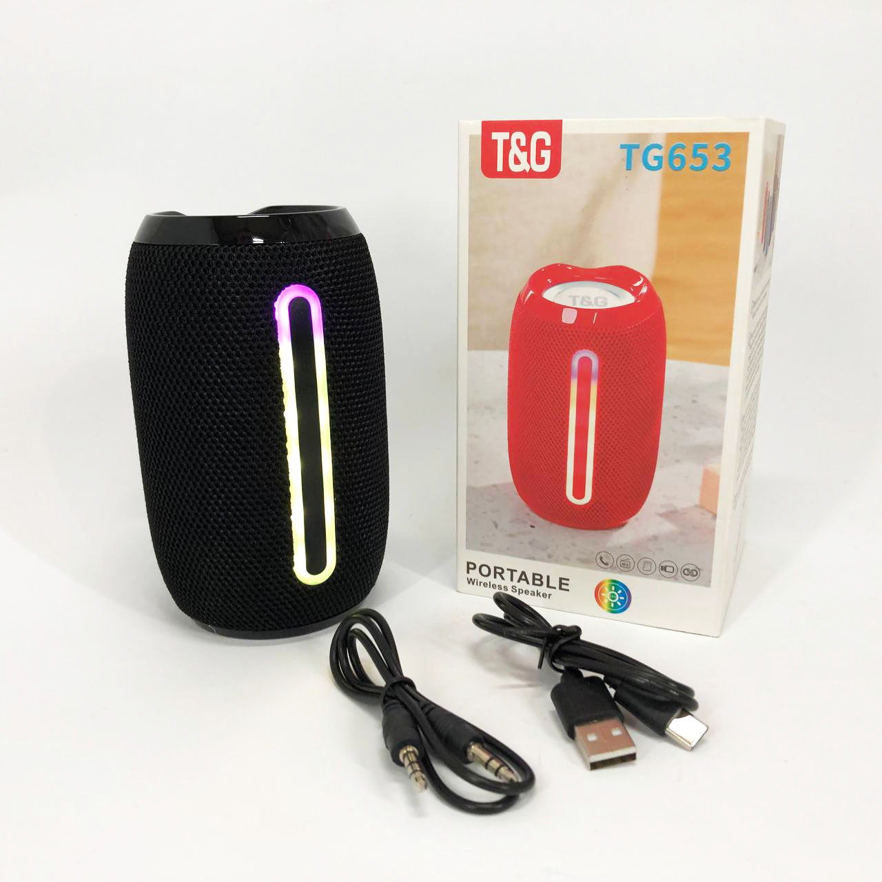 Портативна Bluetooth-колонка TG653 USB з ремінцем, акумуляторна колонка для музики. Колір: чорний, фото 1