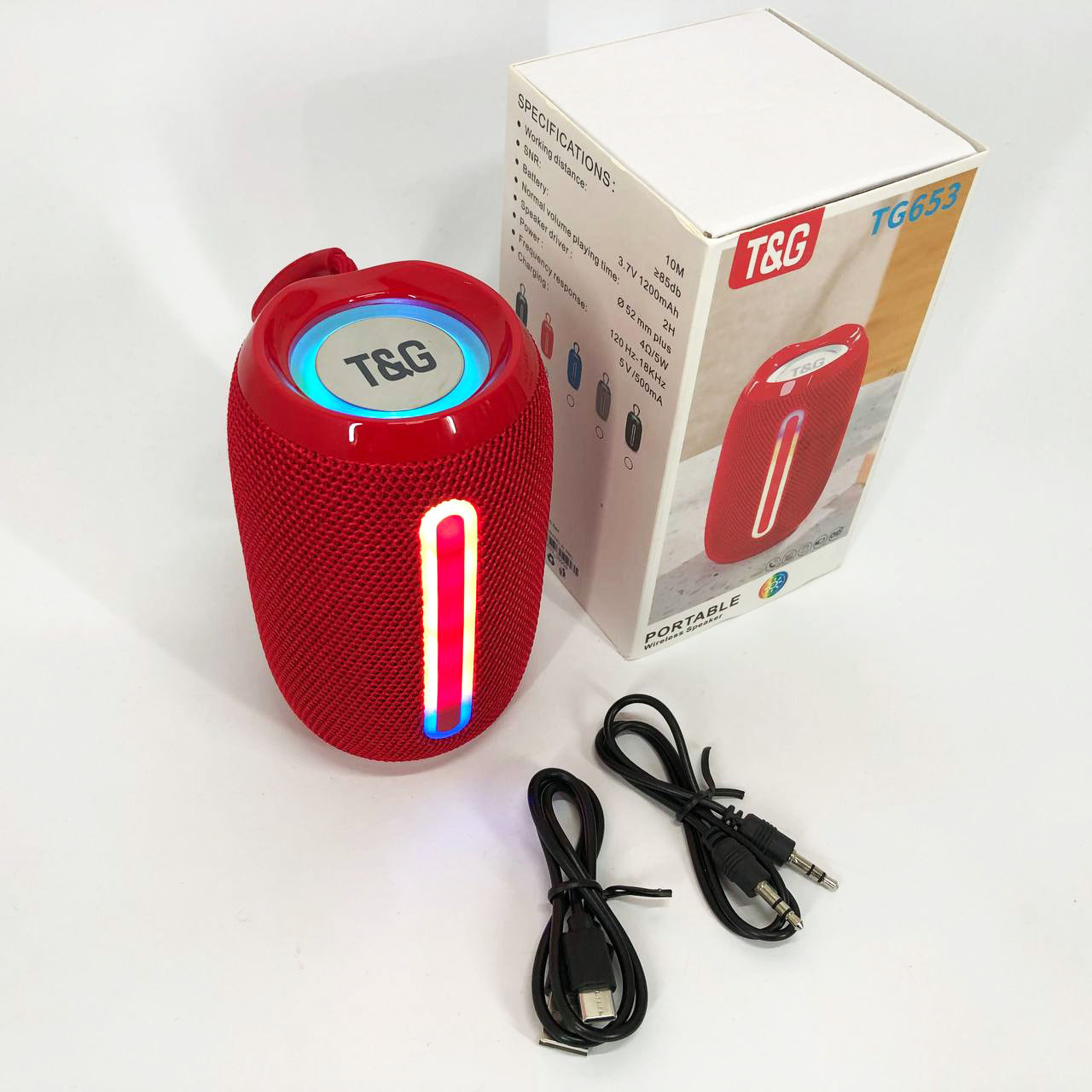 Портативна Bluetooth-колонка TG653 USB з ремінцем, потужна переносна акустична колонка. Колір: червоний, фото 1