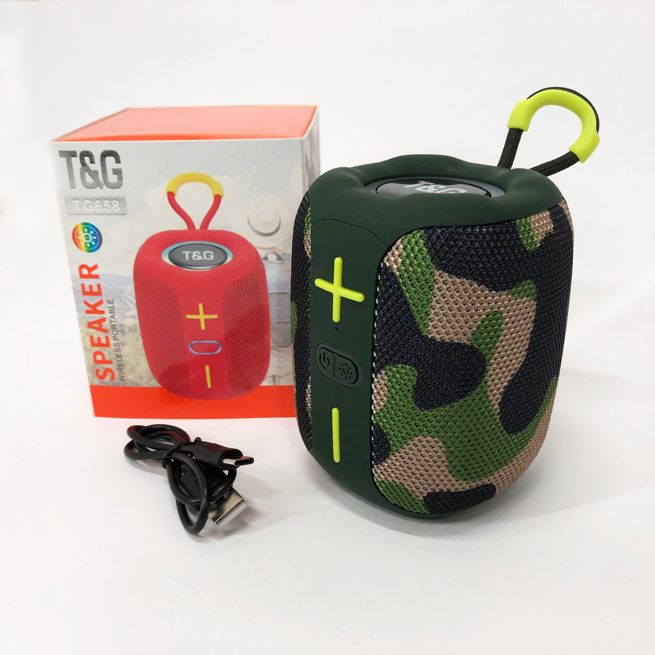 Портативна Bluetooth колонка TG658 8W з RGB підсвічуванням, Гучна блютуз колонка. Колір: камуфляж, фото 1