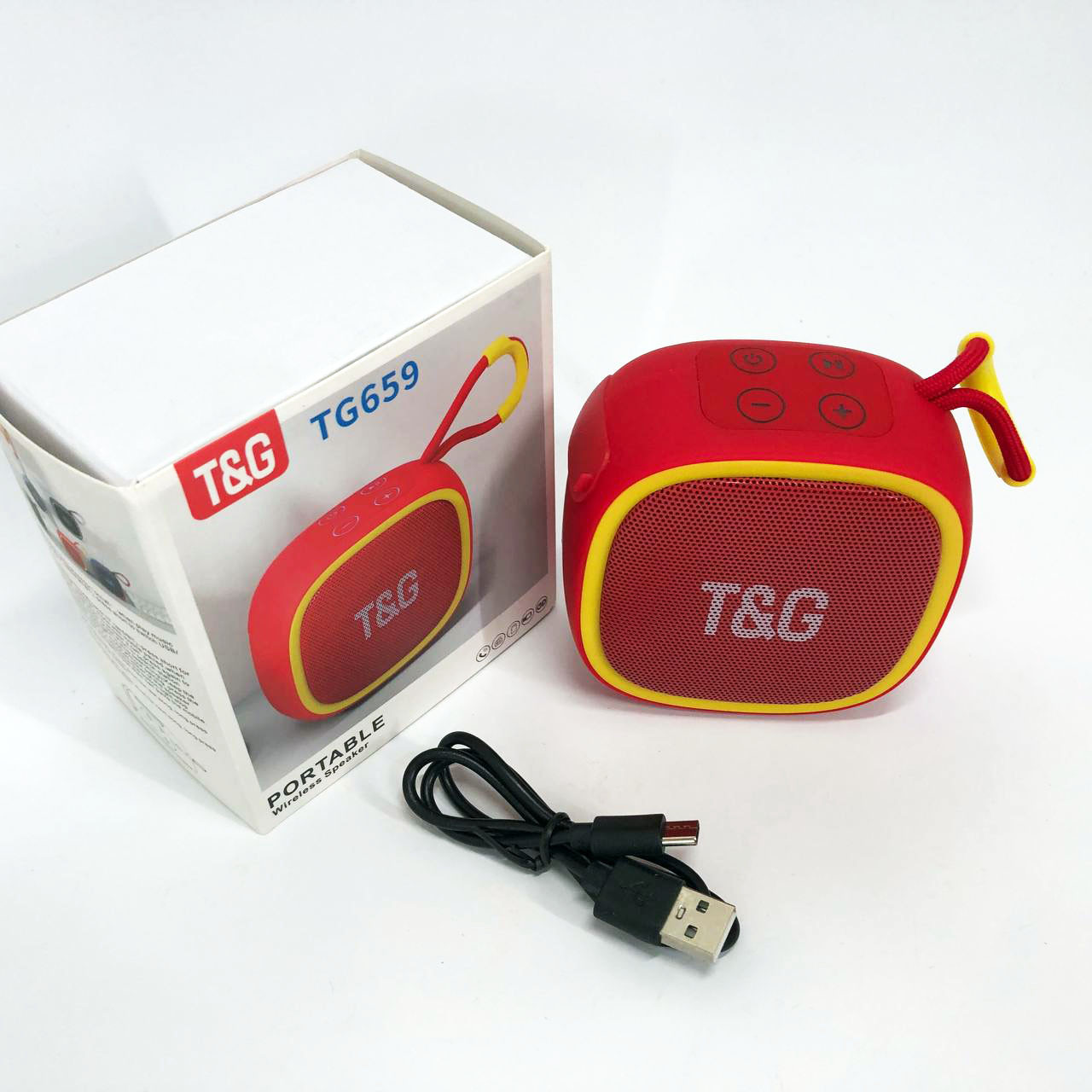 Портативна Bluetooth-колонка TG659 з ремінцем, Гучна блютуз колонка для вечірки. Колір: червоний, фото 1