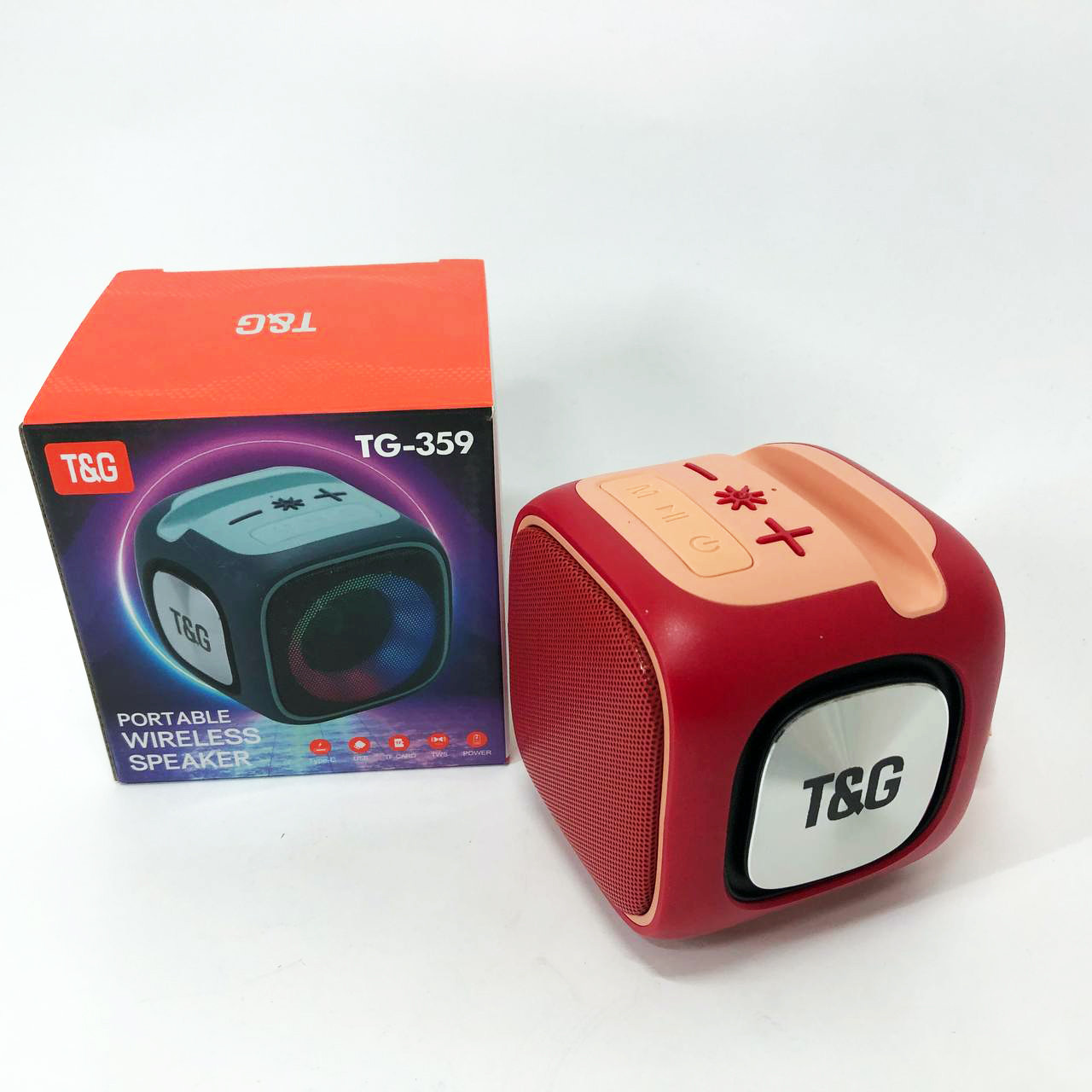 Портативна Bluetooth колонка TG359 7W з RGB підсвічуванням, Гучна блютуз колонка. Колір: червоний, фото 1