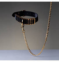 Чокер-нашийник UPKO Indulge In The Restraints із золотою фурнітурою, шкіра, чорний, фото 5