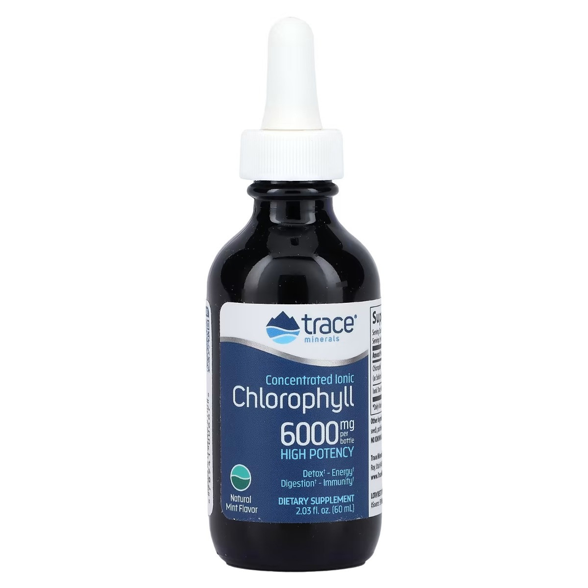 Хлорофіл Концентрований іонний, 6000 мг, смак м'яти, Concentrated Ionic Chlorophyll, Trace Minerals, 59 мл, фото 1