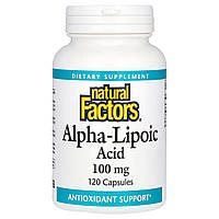 Альфа-ліпоєва кислота, 100 мг, Alpha-Lipoic Acid, Natural Factors, 120 капсул